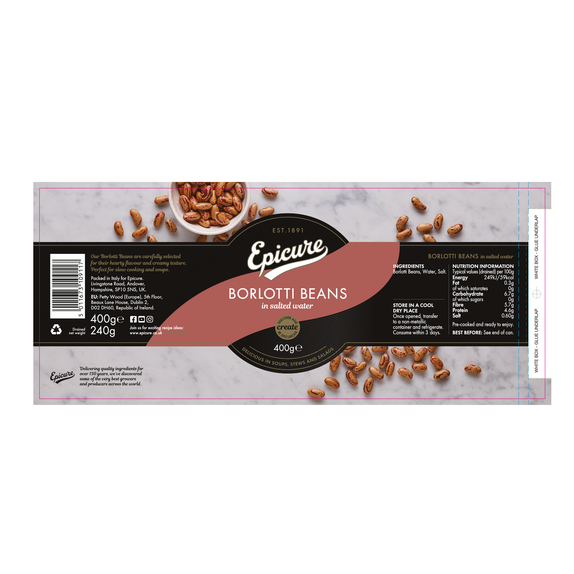 BORLOTTI BEANS/SALTED WATER 12X400G BORLOTTI BEANS/SALTED WATER 12X400G
