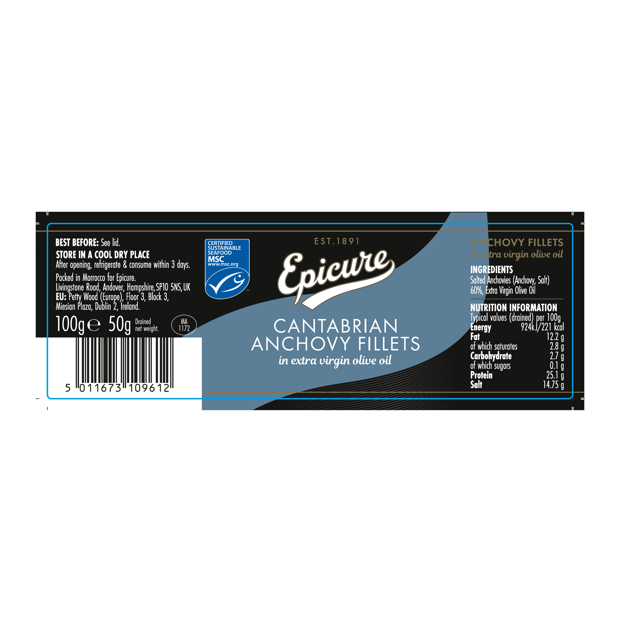 CANTABRIAN ANCHOVY FILLETS IN EVOO (MSC)