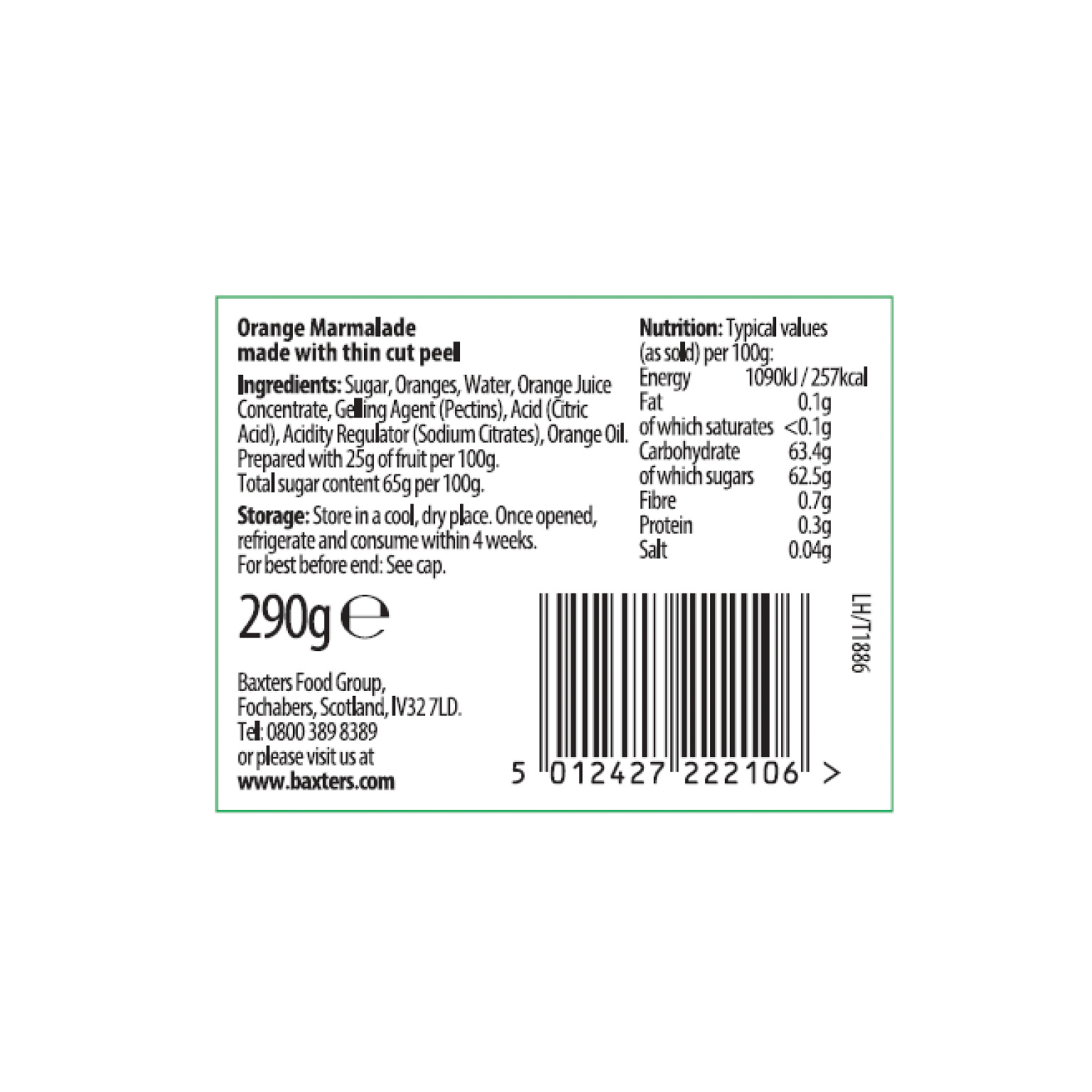 ORANGE THIN CUT MARMALADE 6X290G ORANGE THIN CUT MARMALADE 6X290G