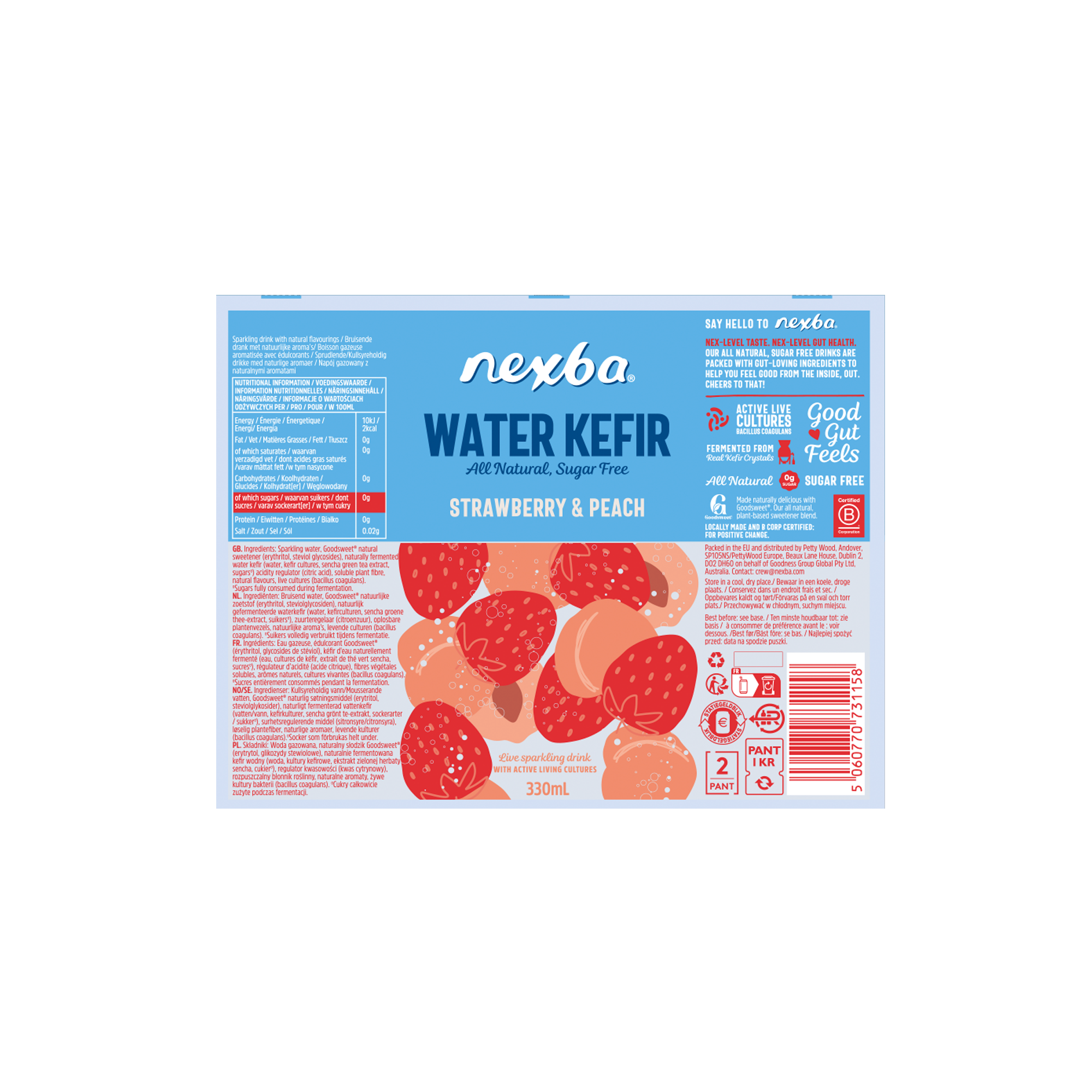 WATER KEFIR STRW & PEACH 12X330ML